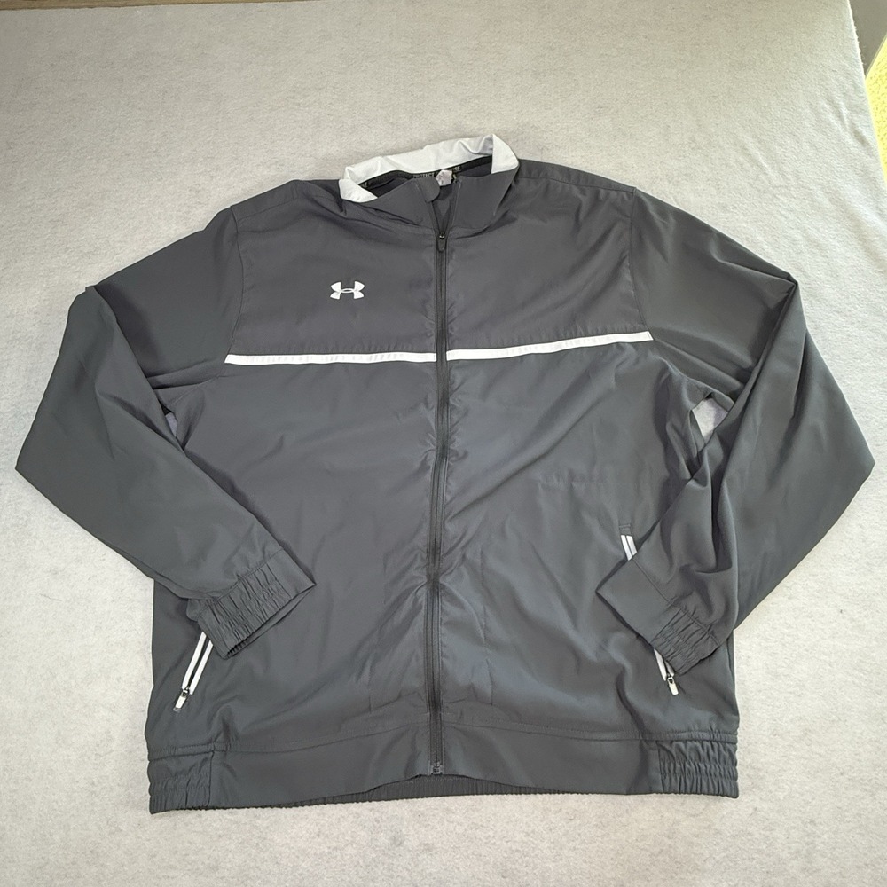 Under Armour Jacket Full Zip Size 2XL Gray With White Protect This House